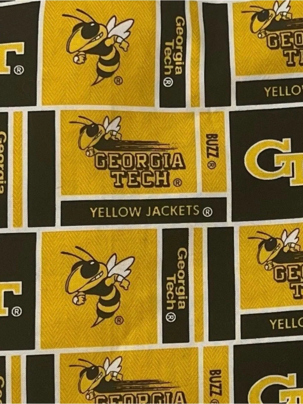 Georgia Tech Yellow Jackets Buzz Drawstring Bag Handmade GT Purse Tote